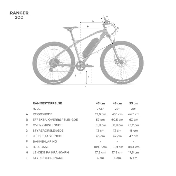 FitNord Ranger 200 Terrengelsykkel 2024, svart (540 Wh batteri/45 Nm) 